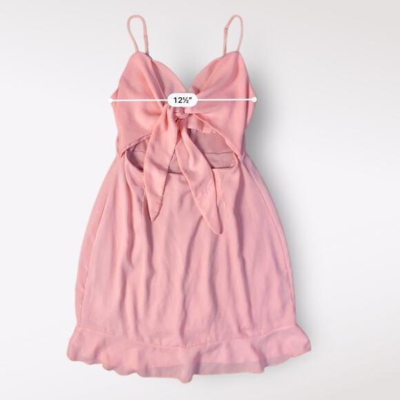 Lucy in the Sky Cutout Chiffon Dress in Coral Pink Size M Party Flirty Ruffle - Picture 5 of 10